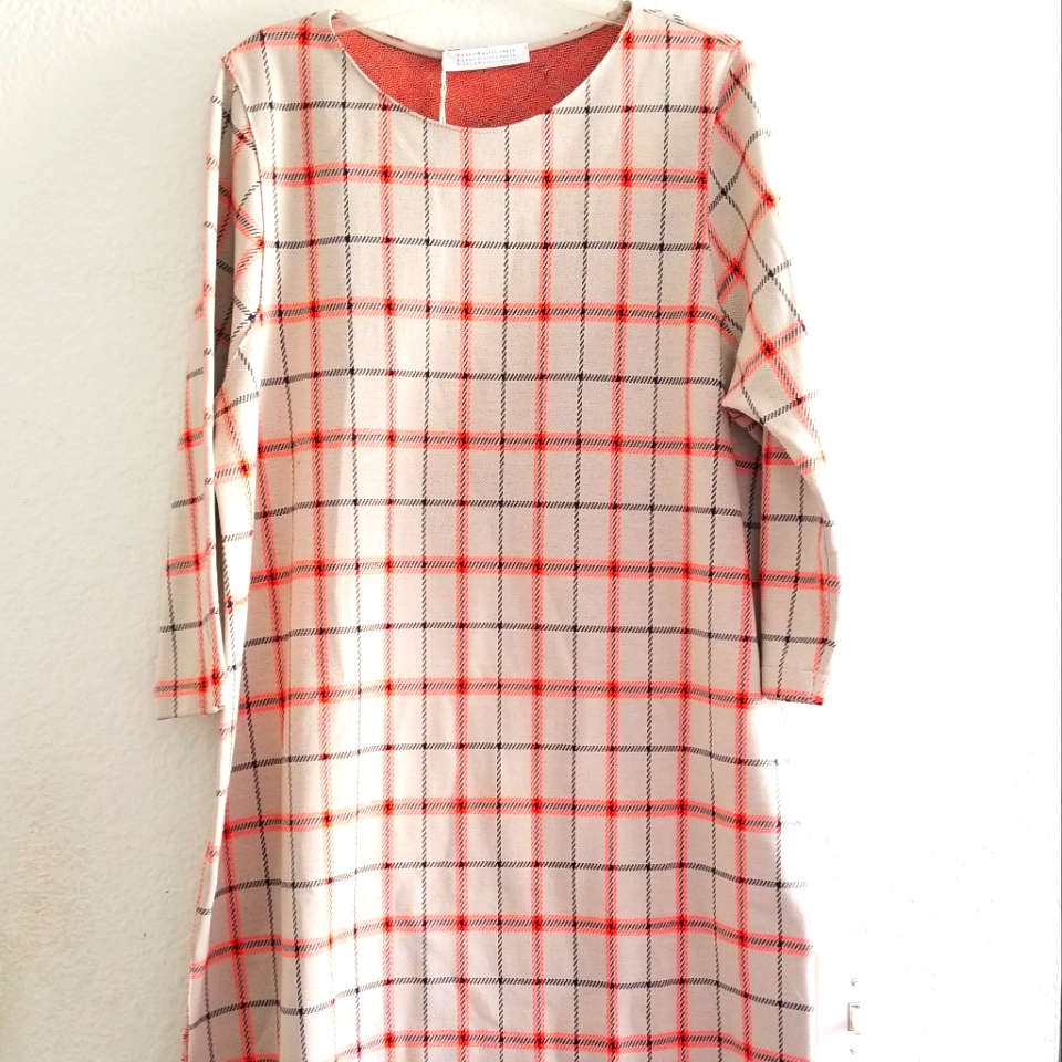 Harris Wharf London Plaid Midi Dress Size It 46 Beige Cream — image 2 of 8